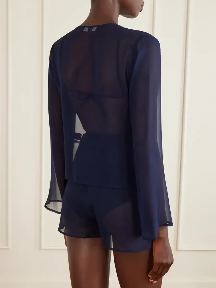 SARA CRISTINA Nerea Pearl-embellished Silk-chiffon Blouse | Thumbnail 4 SARA CRISTINA Nerea Pearl-embellished Silk-chiffon Blouse | Thumbnail 4