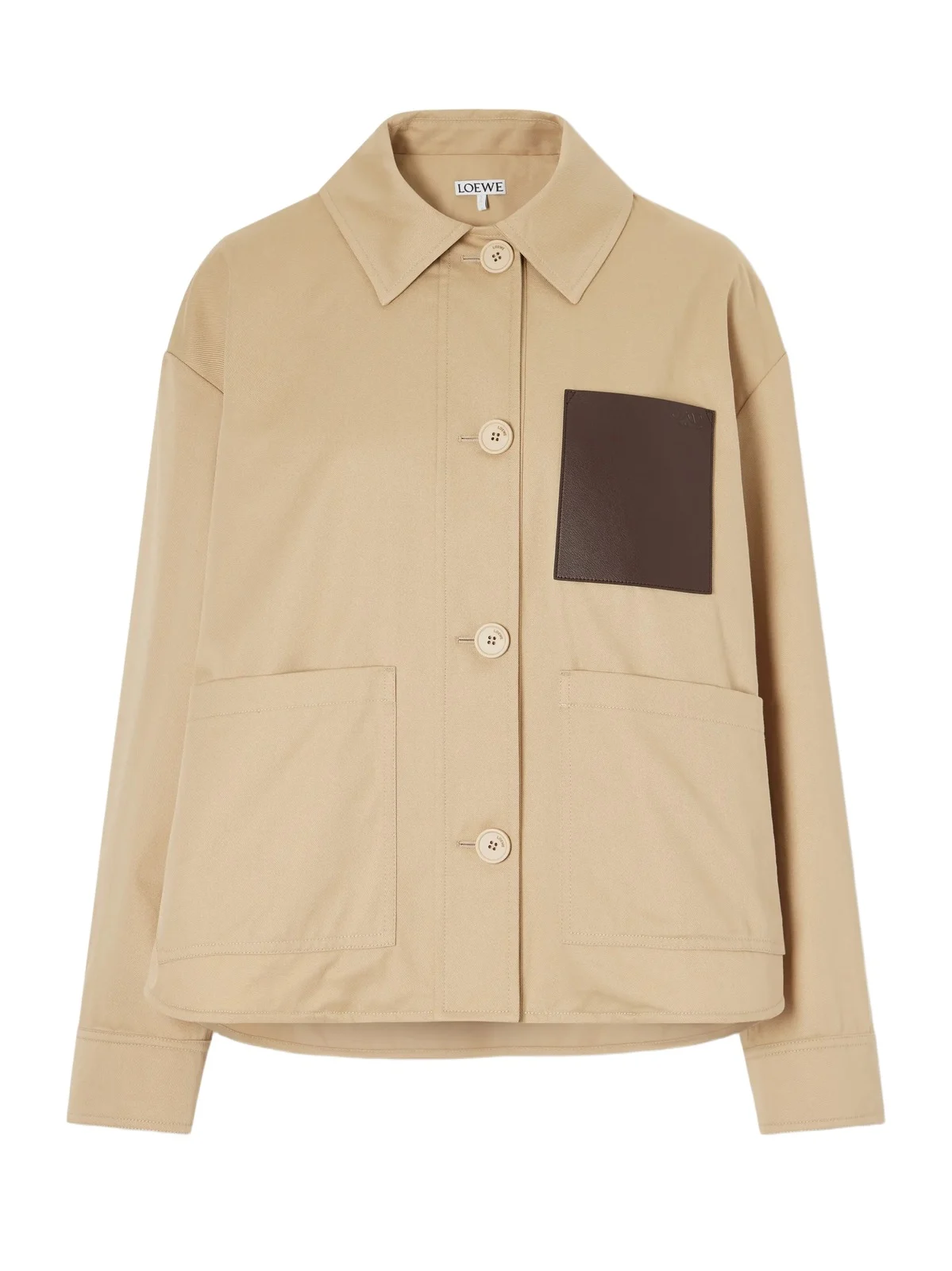 Loewe Logo-embossed Leather-trimmed Cotton-gabardine Jacket