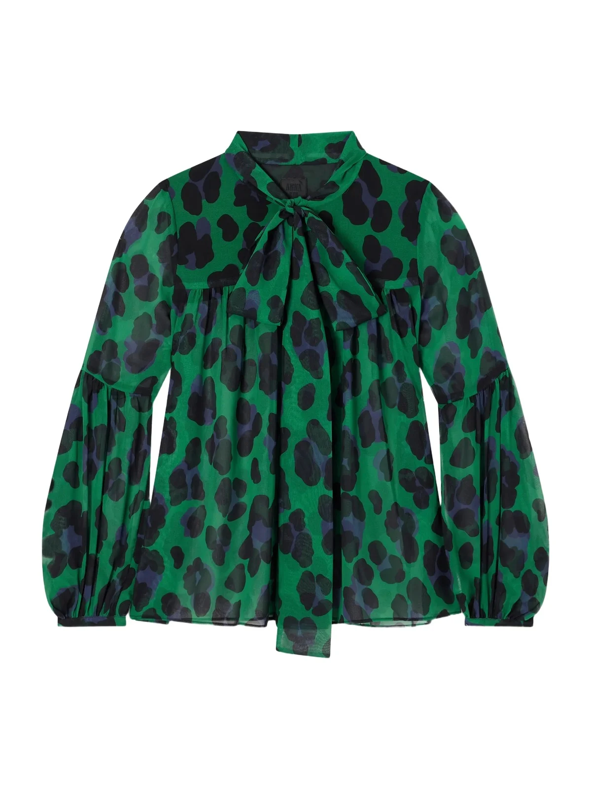 Knotted Gathered Leopard-print Georgette Blouse Knotted Gathered Leopard-print Georgette Blouse