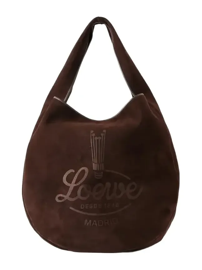 Logo-debossed Leather-trimmed Suede Tote Logo-debossed Leather-trimmed Suede Tote