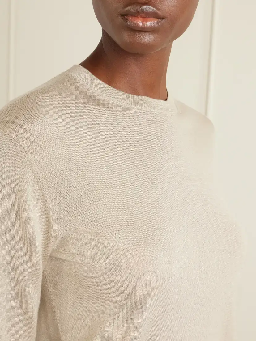 TOTEME Wool And Silk-blend Sweater - Neutrals | Thumbnail 5 TOTEME Wool And Silk-blend Sweater - Neutrals | Thumbnail 5
