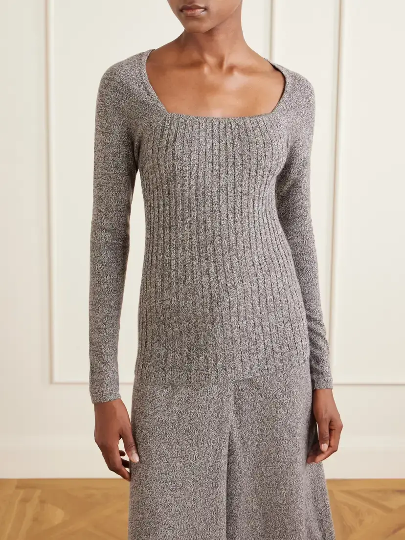 The Elder Statesman Marl Knitted Cashmere T-shirt | Thumbnail 3