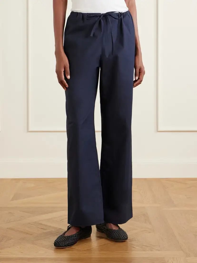 FLORE FLORE Josephine Drawstring Organic Cotton-poplin Straight-leg Pants | Thumbnail 3