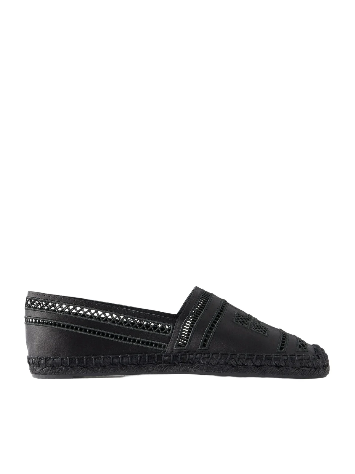 Tory Burch Open Weave Embroidered Satin Espadrilles
