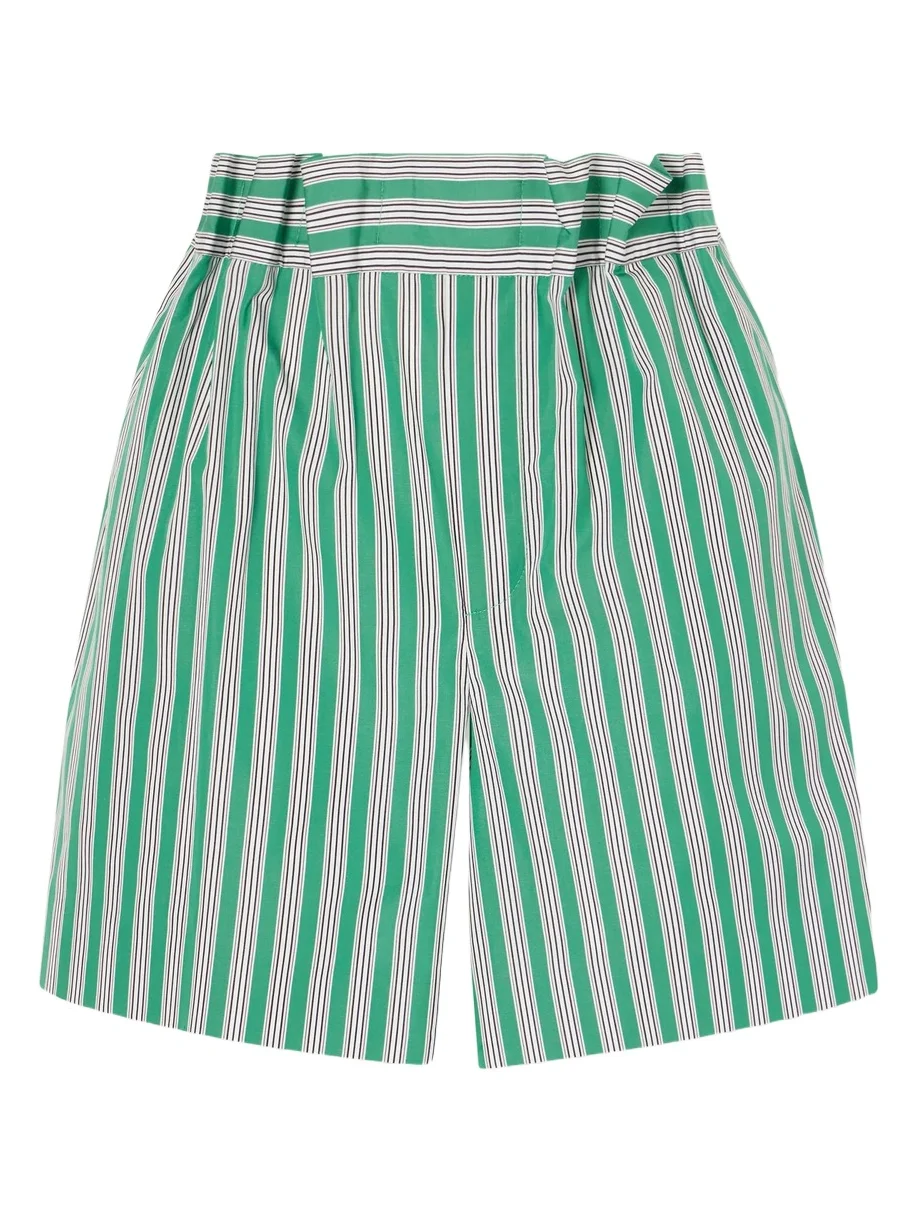 Pleated Striped Cotton-poplin Shorts Pleated Striped Cotton-poplin Shorts