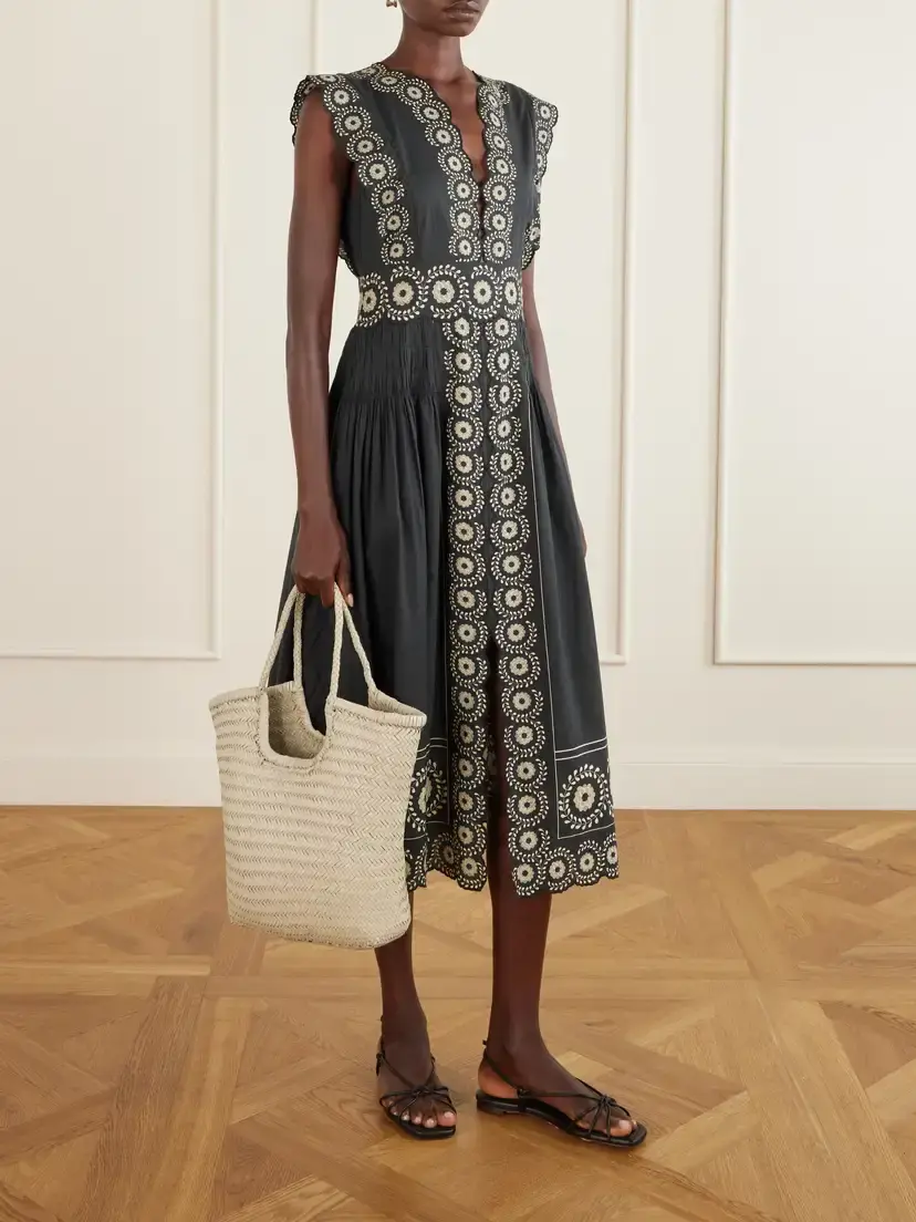 Sea Mirabel Scalloped Embroidered Cotton-voile Midi Dress | Thumbnail 2 Sea Mirabel Scalloped Embroidered Cotton-voile Midi Dress | Thumbnail 2