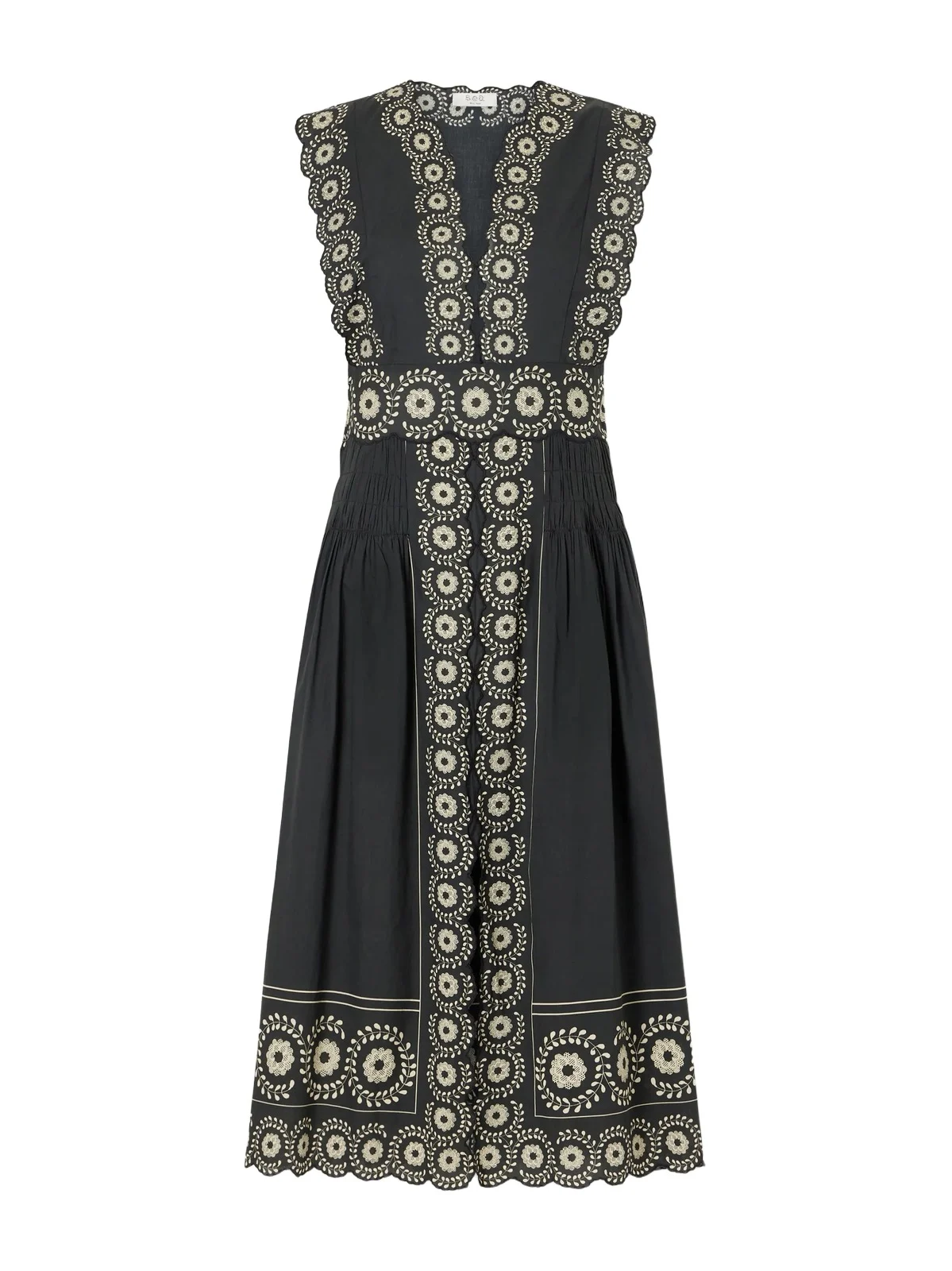 Mirabel Scalloped Embroidered Cotton-voile Midi Dress