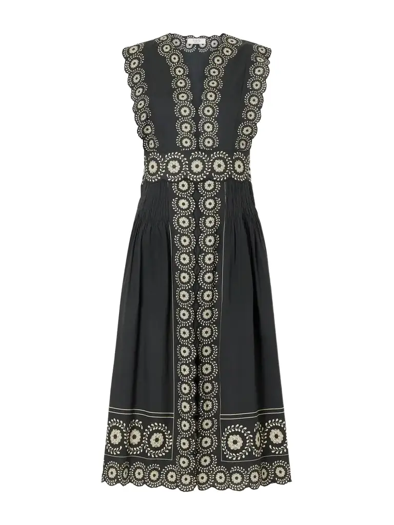 Sea Mirabel Scalloped Embroidered Cotton-voile Midi Dress | Image 1 Sea Mirabel Scalloped Embroidered Cotton-voile Midi Dress | Image 1
