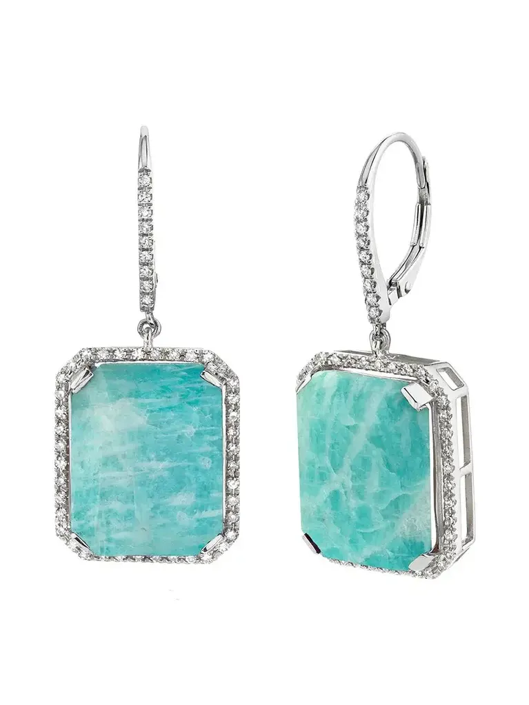 Amazonite Diamond Portrait Earrings Amazonite Diamond Portrait Earrings