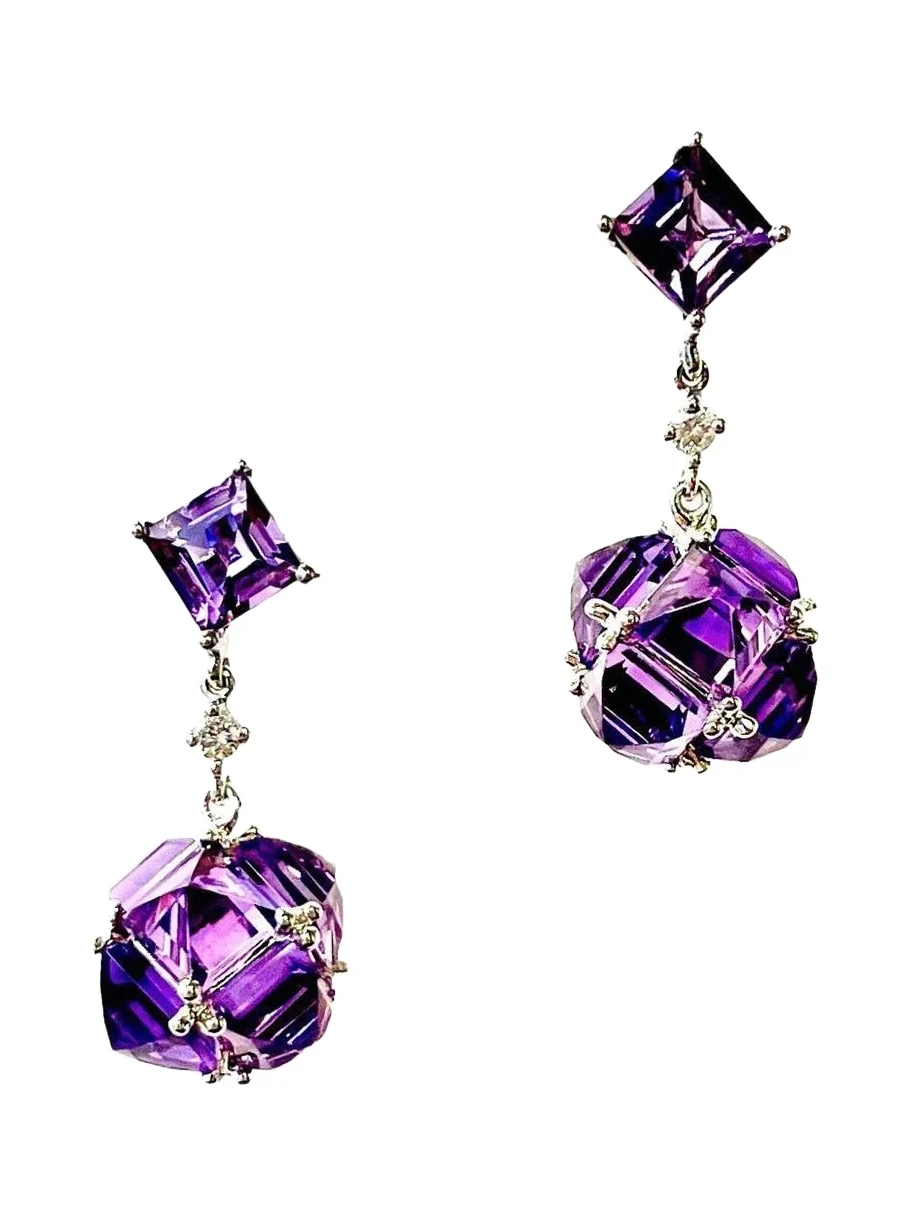 STEFERE Amethyst Diamond Dangle Earrings