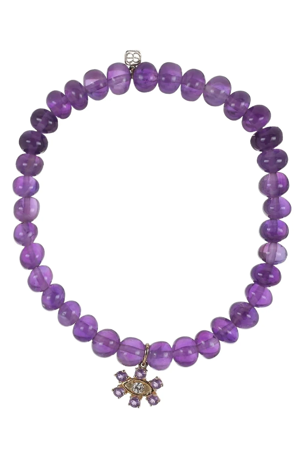 Sydney Evan Amethyst Evil Eye Flower Charm Bracelet