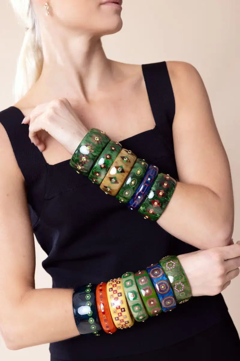 MARK DAVIS Amethyst Green Bakelite Bangle Bracelet | Thumbnail 2