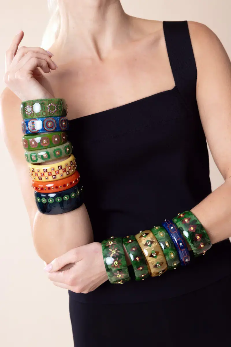 MARK DAVIS Amethyst Green Bakelite Bangle Bracelet | Thumbnail 3