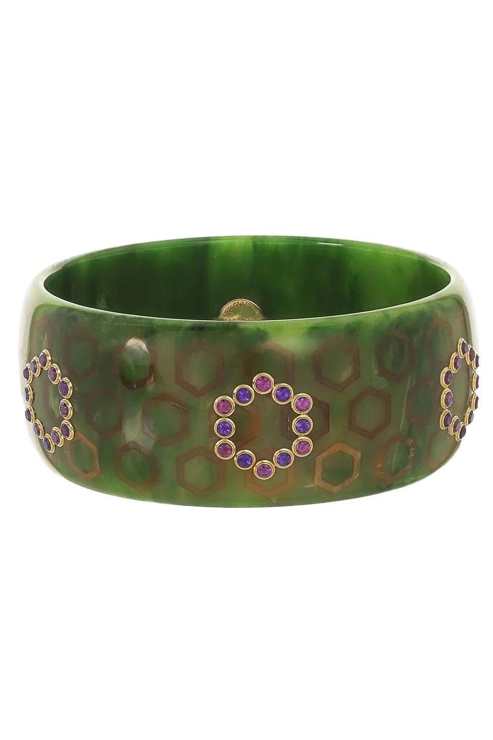 MARK DAVIS Amethyst Green Bakelite Bangle Bracelet