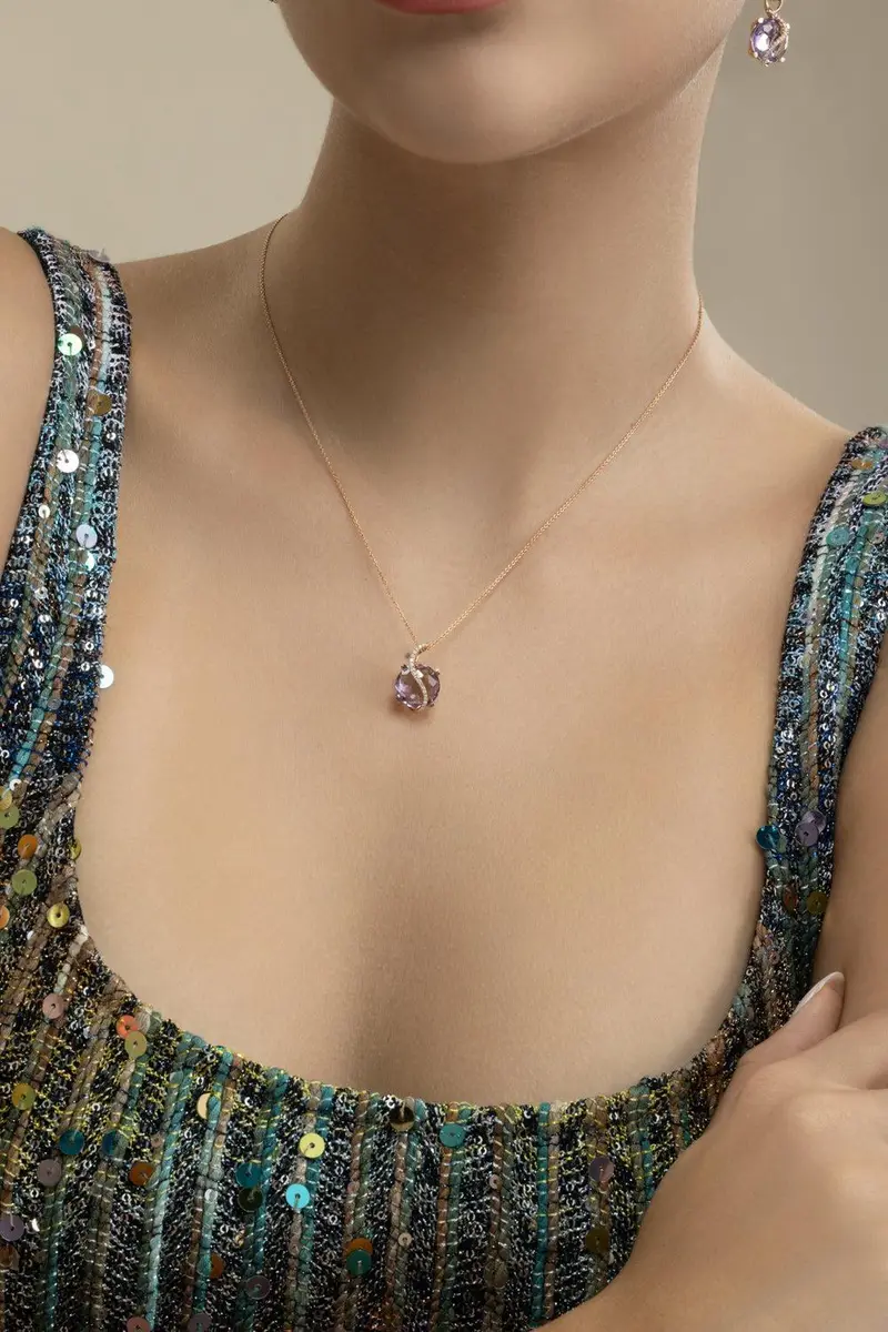 LISA NIK Amethyst Round De France Necklace | Thumbnail 2