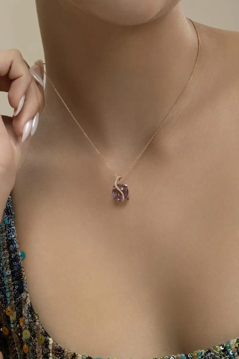 LISA NIK Amethyst Round De France Necklace | Thumbnail 3