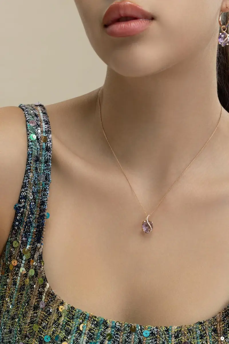 LISA NIK Amethyst Round De France Necklace | Thumbnail 4