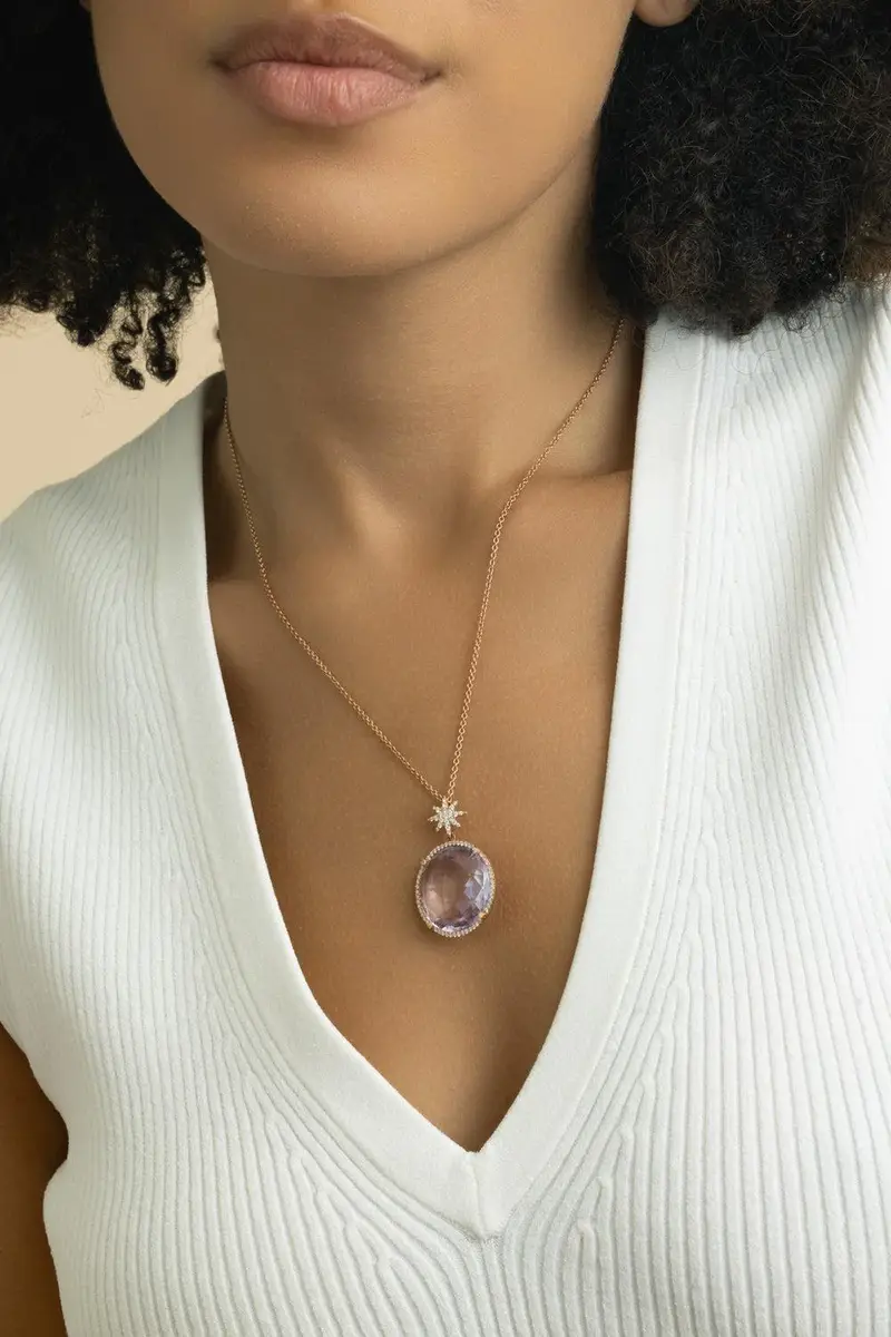 LISA NIK Amethyst Star Bail Necklace | Thumbnail 2