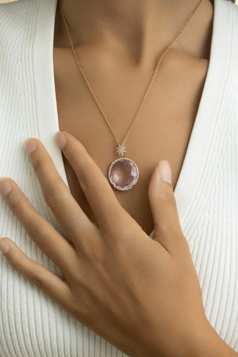 LISA NIK Amethyst Star Bail Necklace | Thumbnail 3