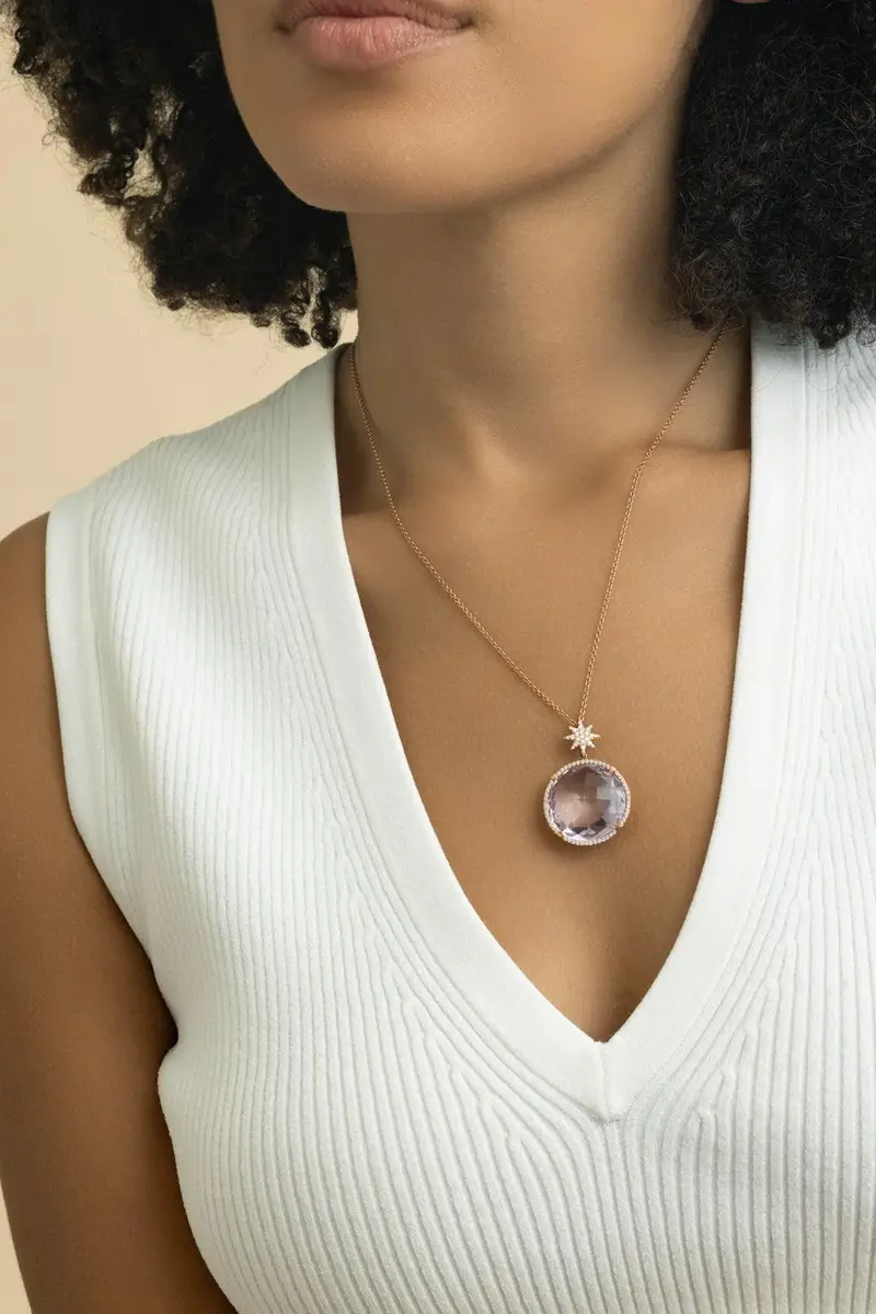 LISA NIK Amethyst Star Bail Necklace | Thumbnail 4