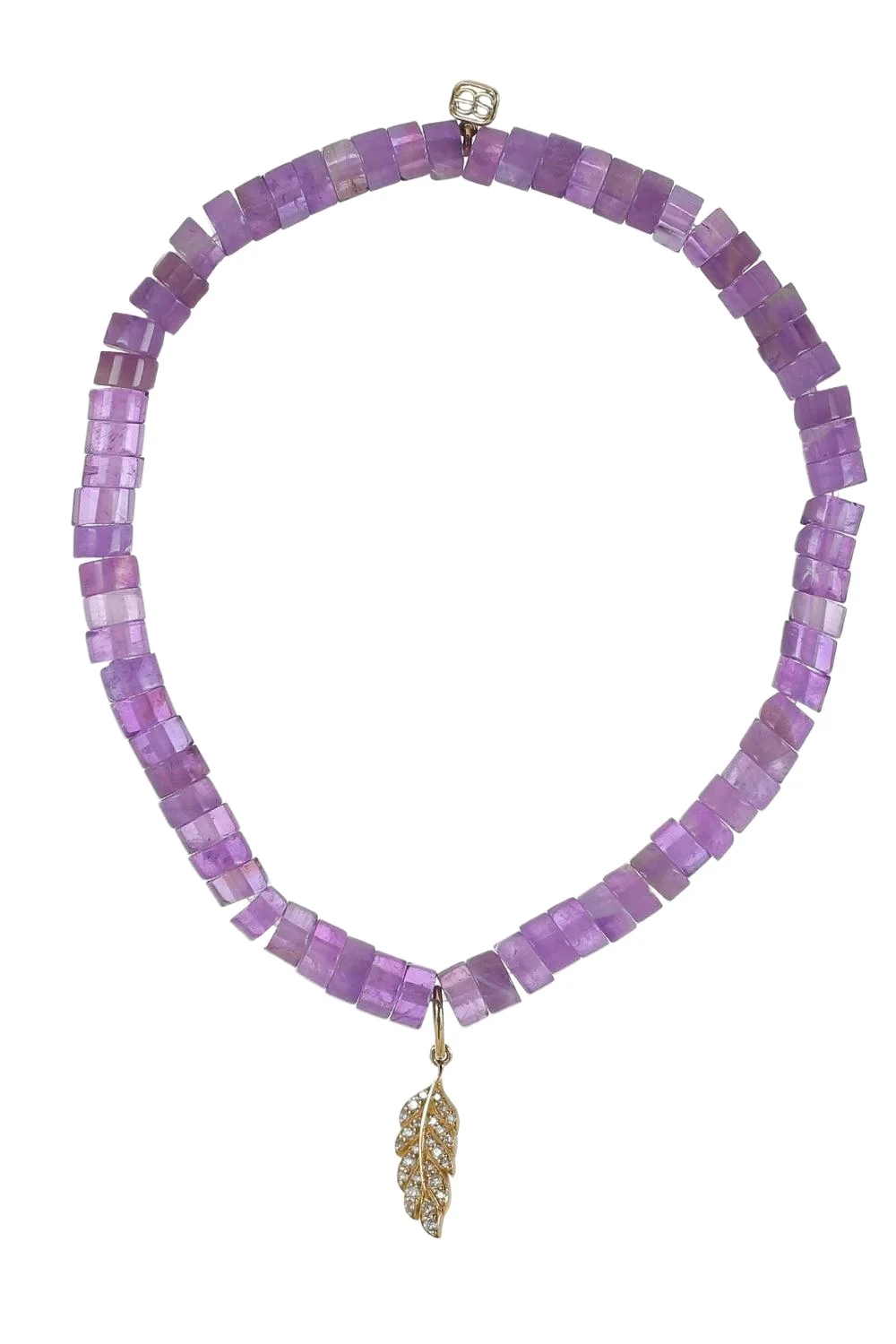 Sydney Evan Amethyst Tiny Feather Charm Bracelet