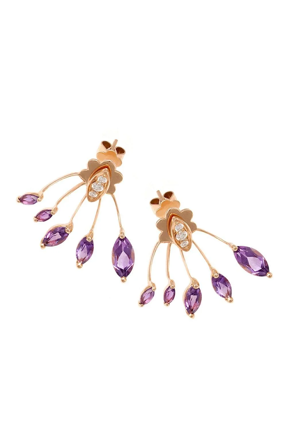 Ametthyst Diamond Eventail Earrings