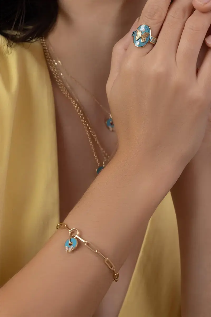 Foundrae Aqua Butterfly Classic Fob Bracelet - Reverie | Thumbnail 2 Foundrae Aqua Butterfly Classic Fob Bracelet - Reverie | Thumbnail 2