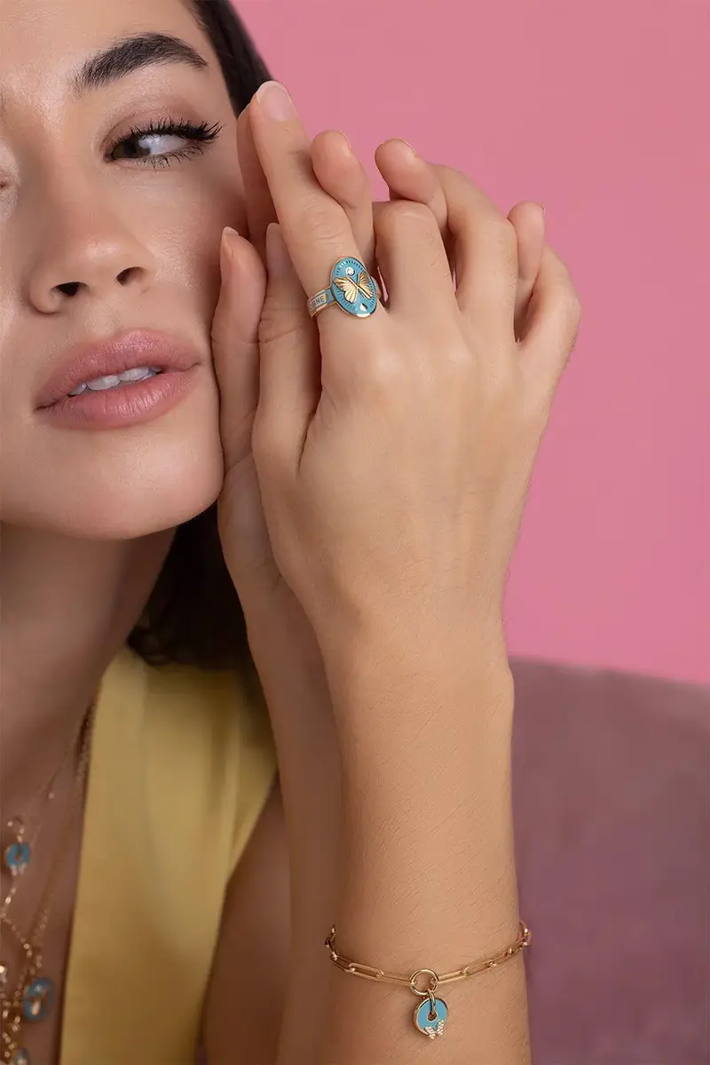 Foundrae Aqua Butterfly Classic Fob Bracelet - Reverie | Thumbnail 4 Foundrae Aqua Butterfly Classic Fob Bracelet - Reverie | Thumbnail 4
