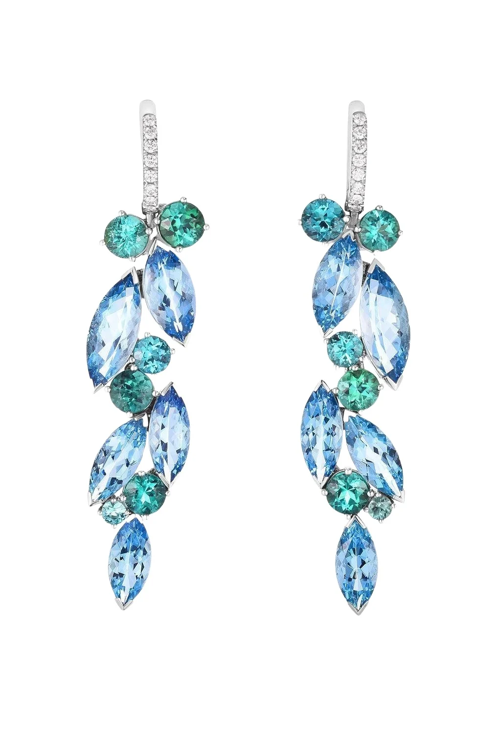 Aquamarine Diamond Tourmaline Frost Drop Earrings Aquamarine Diamond Tourmaline Frost Drop Earrings