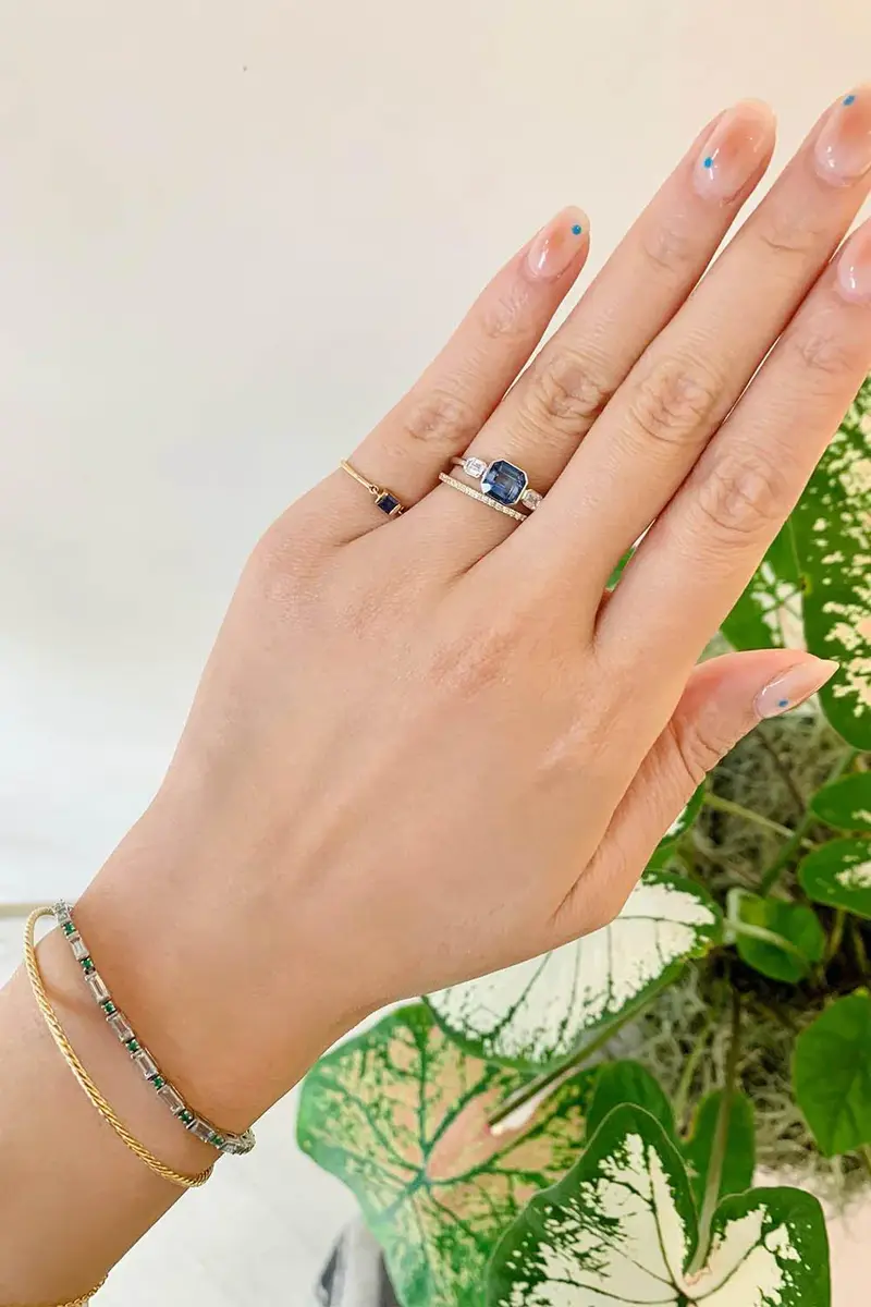 YI COLLECTION Aquamarine Emerald Spring Bracelet | Thumbnail 2