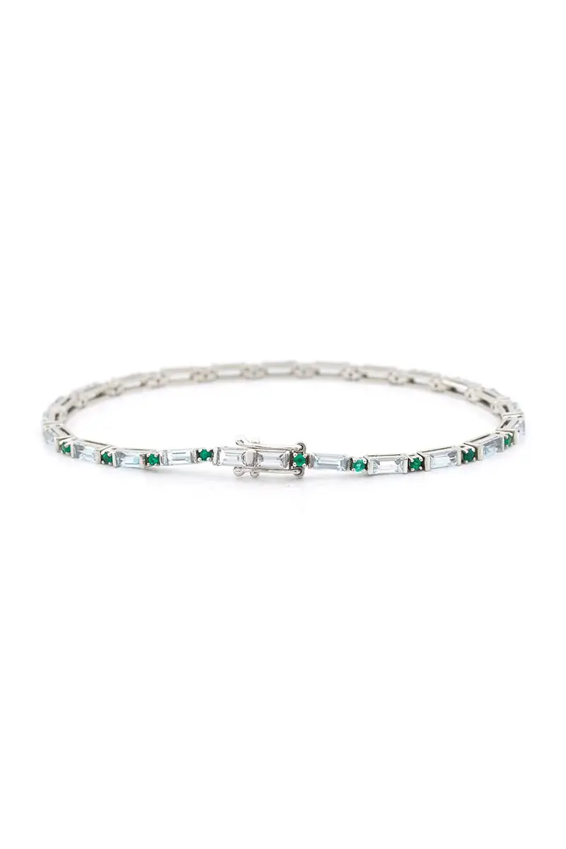 YI COLLECTION Aquamarine Emerald Spring Bracelet | Thumbnail 3