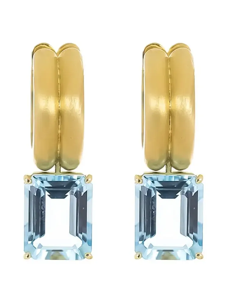 Aquamarine Heroic Double Huggie Earrings