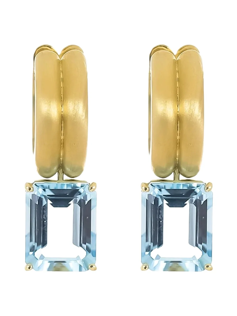 IRENE NEUWIRTH JEWELRY Aquamarine Heroic Double Huggie Earrings