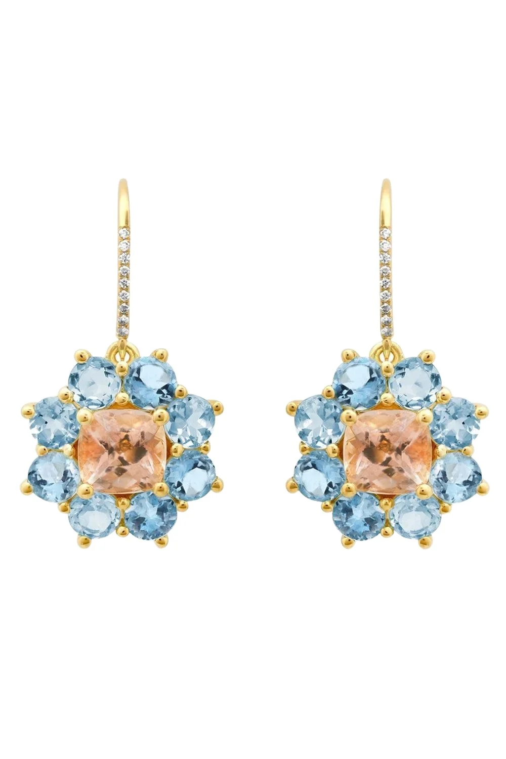 Aquamarine Morganite Small Flower Earrings