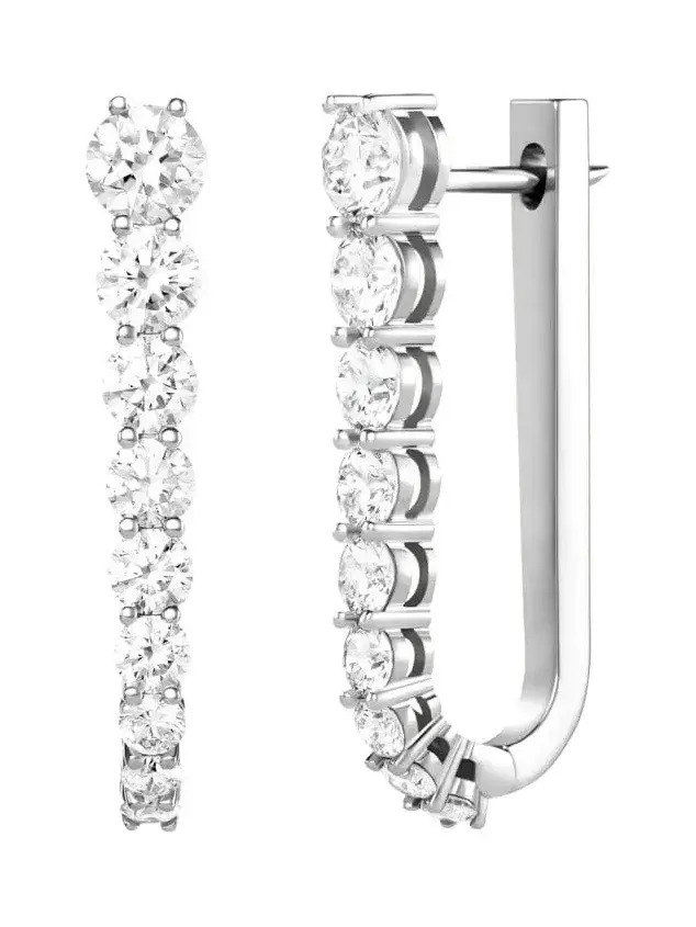 Aria Diamond U Hoop Earrings - White Gold