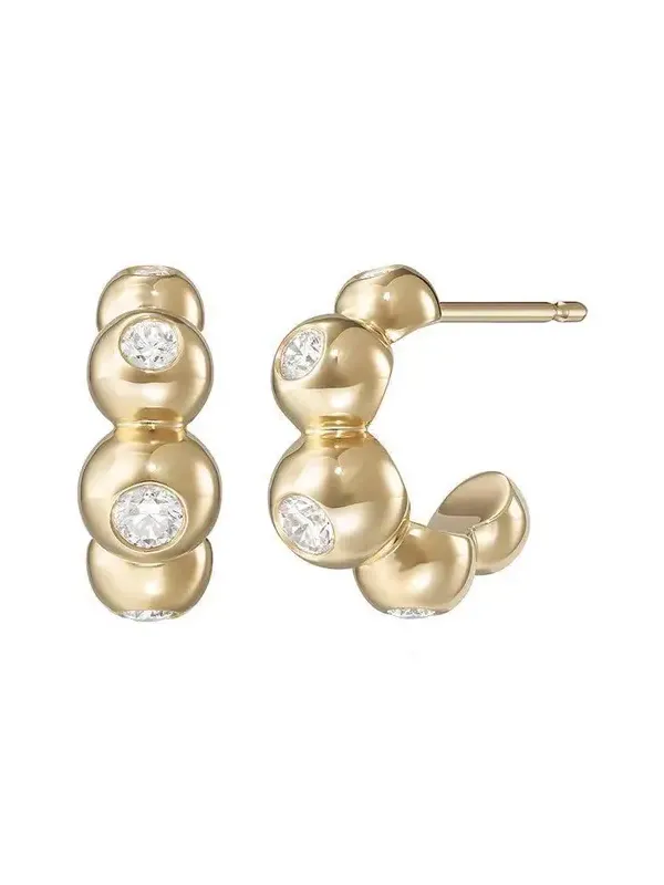 Audrey Diamond Huggie Hoop Earrings