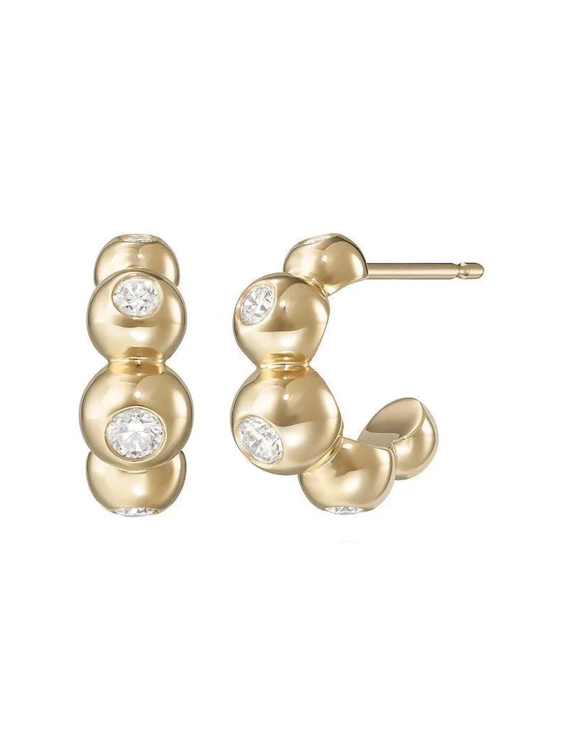 Audrey Diamond Huggie Hoop Earrings