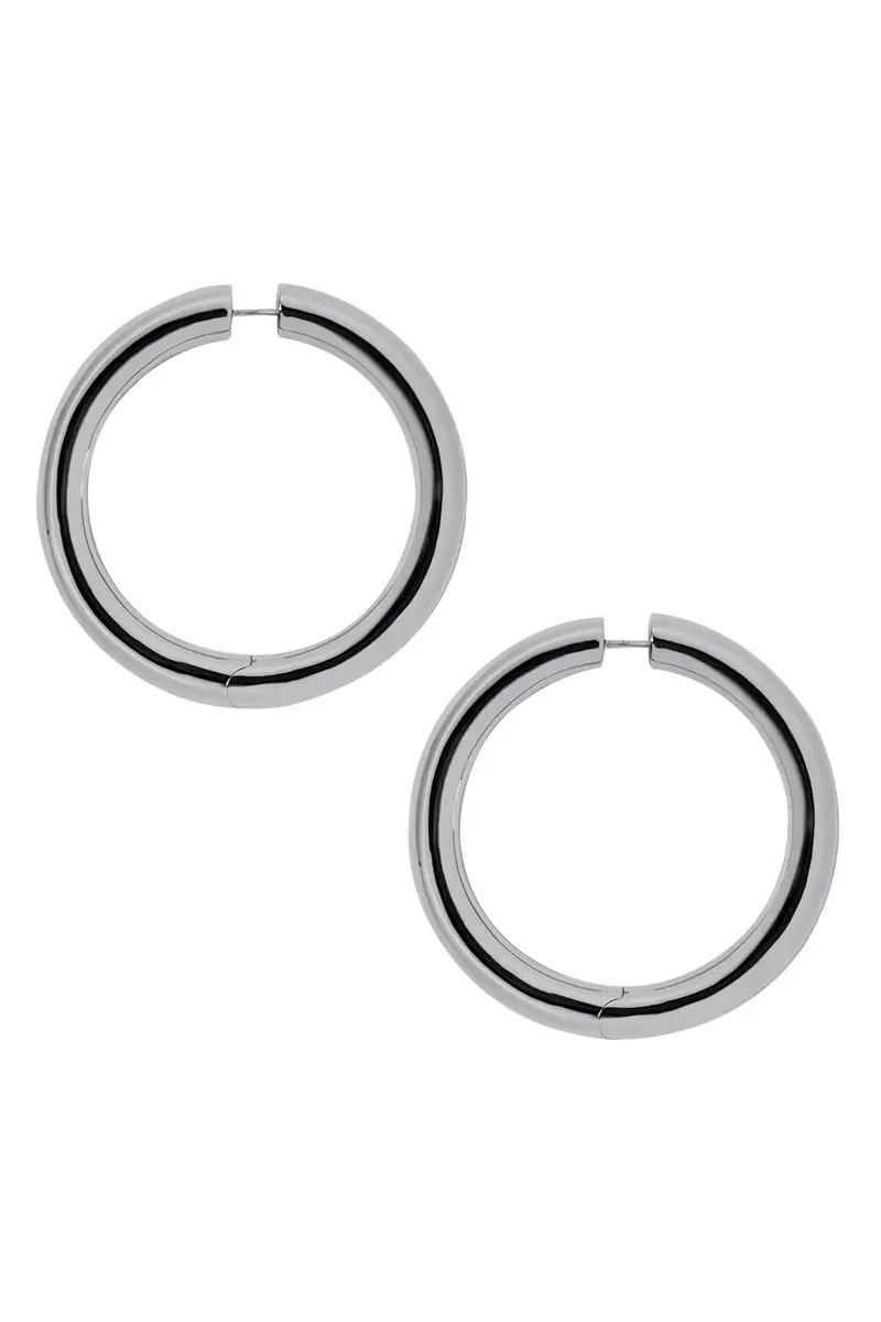 Jennifer Fisher Baby Samira Hinged Hoop Earrings - Silver - 1.5in