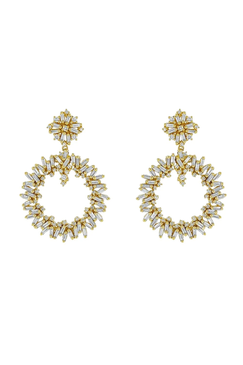 Baguette Diamond Round Drop Earrings Baguette Diamond Round Drop Earrings