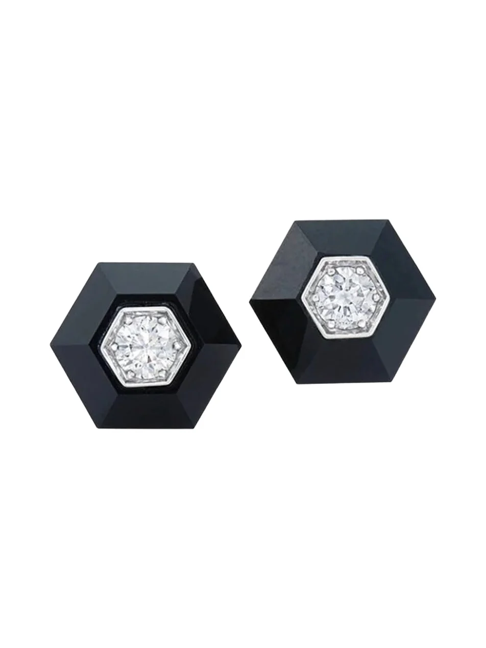 Black Jade Hexagon Stud Earrings Black Jade Hexagon Stud Earrings