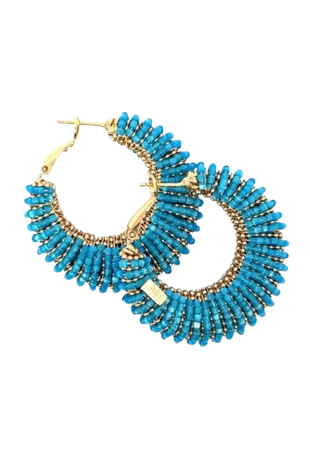 Blue Beaded Large Izzia Earrings Blue Beaded Large Izzia Earrings