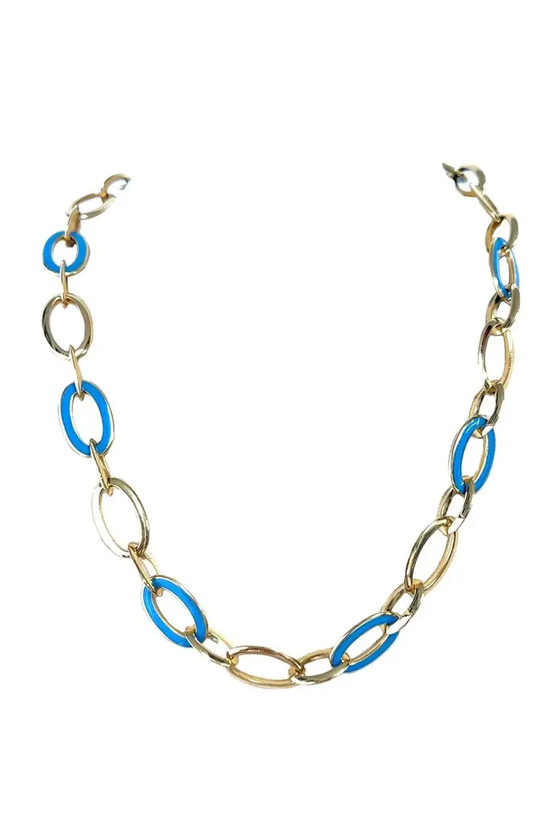 ALETTO BROTHERS Blue Enamel Capri Chain Necklace | Image 1 ALETTO BROTHERS Blue Enamel Capri Chain Necklace | Image 1