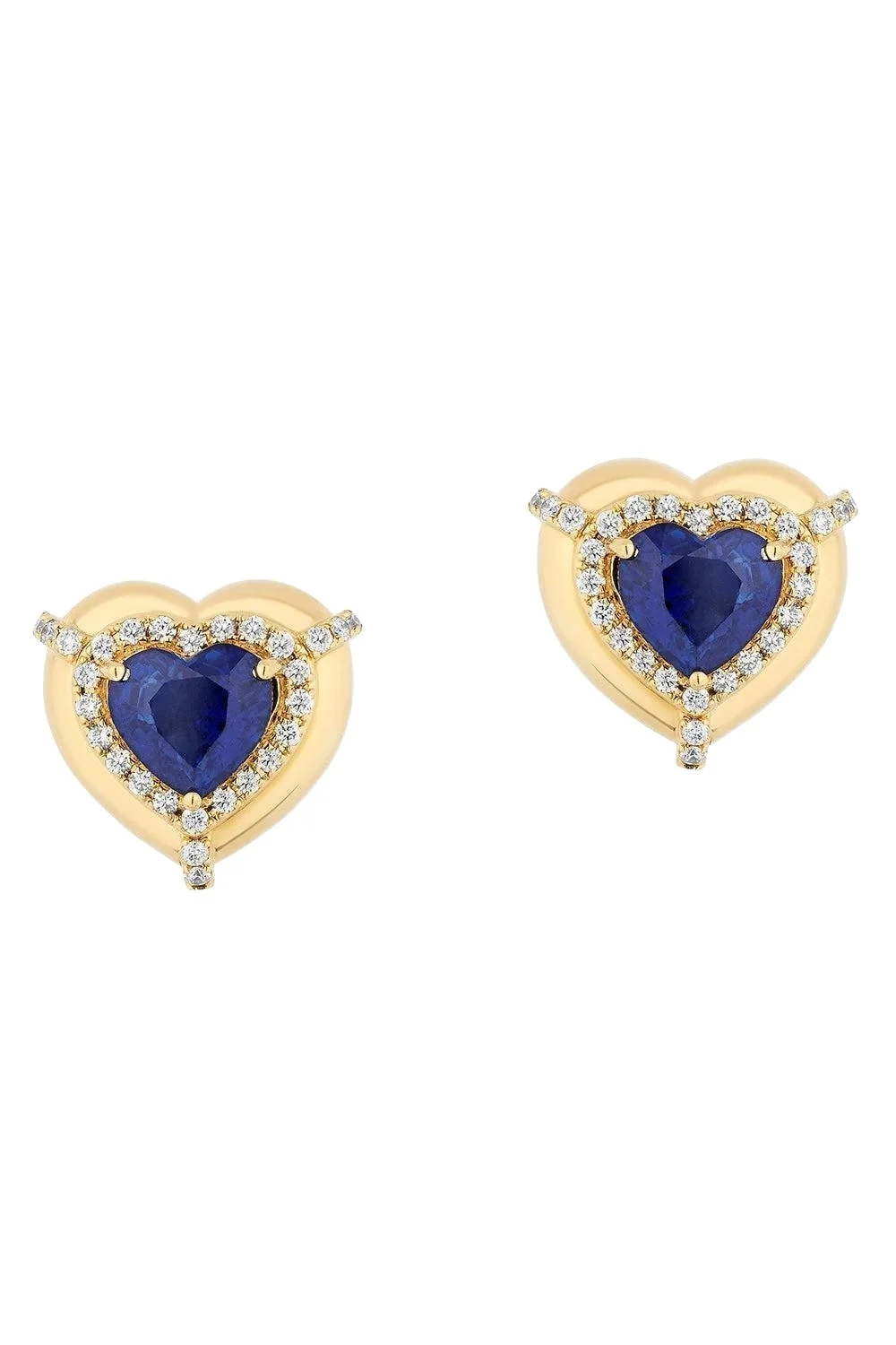 Blue Sapphire Heart Medallion G-One Stud Earrings Blue Sapphire Heart Medallion G-One Stud Earrings