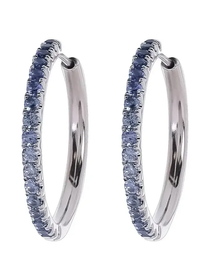Blue Sapphire Ombre Hoop Earrings Blue Sapphire Ombre Hoop Earrings