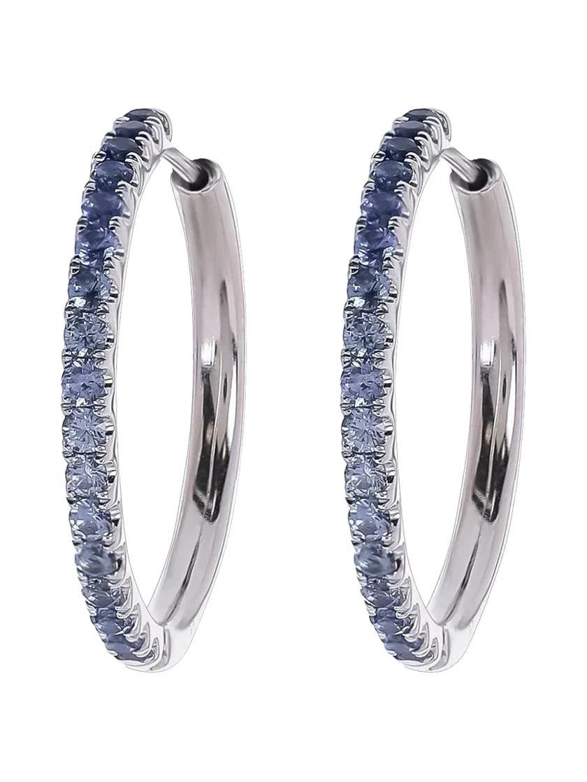 Blue Sapphire Ombre Hoop Earrings