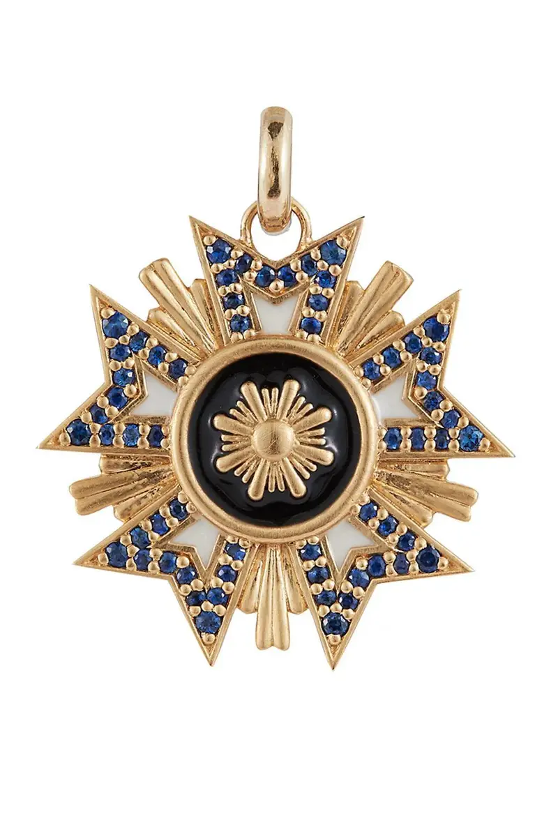 Storrow Blue Sapphire White Black Florence Medallion Charm | Image 1 Storrow Blue Sapphire White Black Florence Medallion Charm | Image 1