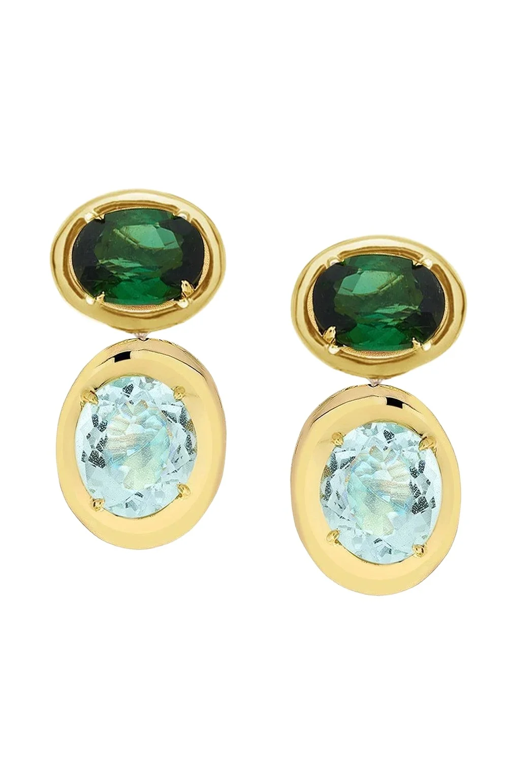 Blue Topaz Green Tourmaline Rock Class Earrings Blue Topaz Green Tourmaline Rock Class Earrings
