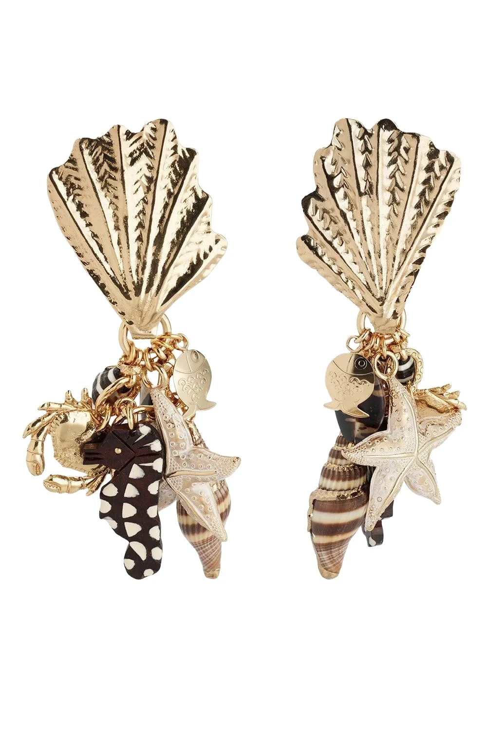 Gas Bijoux Brown Beach Charm Shellita Earrings