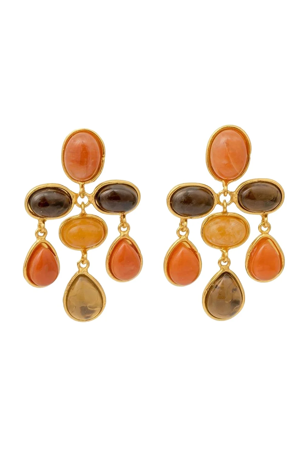 Sylvia Toledano Brown Orange Multi Stone Earrings