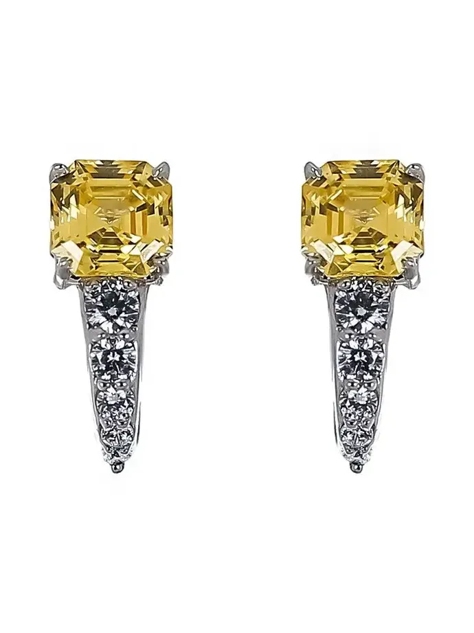 Canary Square Stone Earrings